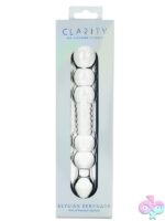Elongated clear borosilicate glass dildo with subtle curve by Creative Conceptions