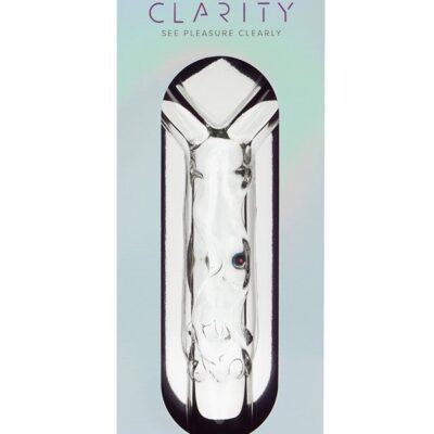 Curved clear borosilicate glass dildo with circular handle, Hera's Caress by Creative Conceptions