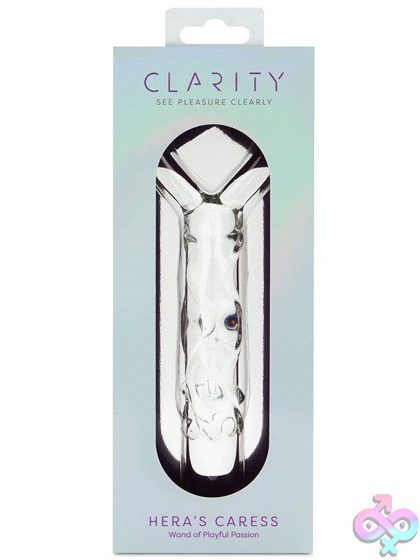 Discreet-Toys-Clarity-Glass-Dildo-Hera-S-Caress-Nu-Cla-13 Curved Clear Borosilicate Glass Dildo With Circular Handle, Hera'S Caress By Creative Conceptions