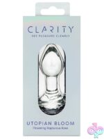 Utopian Bloom tapered clear borosilicate glass butt plug with flared base by Creative Conceptions