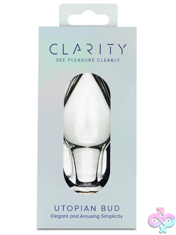 Discreet-Toys-Clarity-Glass-Dildo-Utopian-Bud-Nu-Cla-12 Tapered Clear Borosilicate Glass Butt Plug By Creative Conceptions — Utopian Bud