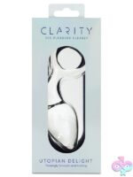 Clarity Utopian Delight clear borosilicate glass anal plug with tapered tip and flared base by Creative Conceptions