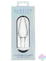 Utopian Floret clear borosilicate glass anal plug with sculpted ridges by Creative Conceptions