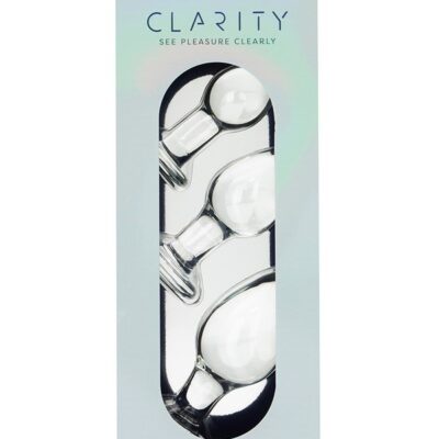 Three-piece clear borosilicate glass butt plug progression set by Creative Conceptions