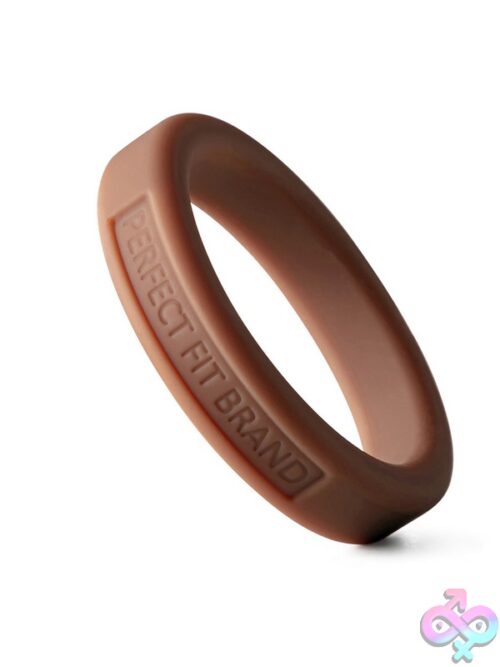 Classic Silicone Medium-Stretch Penis Ring In Brown - Image 2