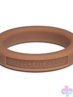 Classic medium-stretch brown silicone penis ring by Perfect Fit Brand
