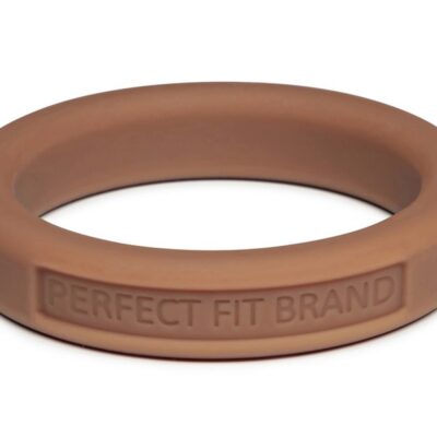 Classic medium-stretch brown silicone penis ring by Perfect Fit Brand