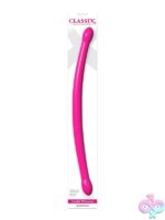 Classix Double Whammy flexible double-ended dildo shown in three colors on a neutral background
