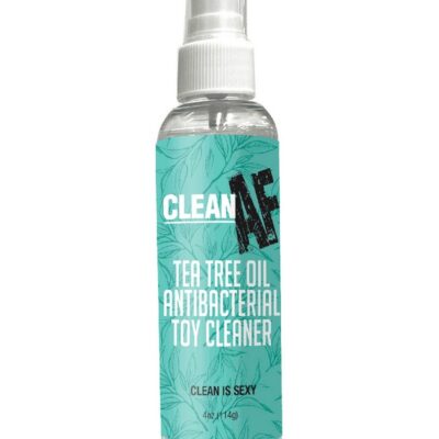 Clean AF Tea Tree Oil sex toy cleaning spray 4 oz clear bottle by Little Genie