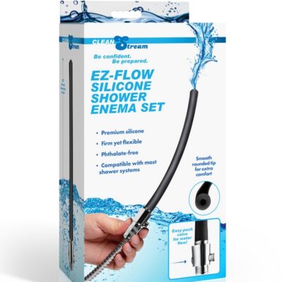 Black silicone shower enema set with 78-inch metal hose by Xr - Clean Stream