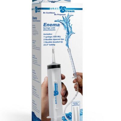 Clear ABS plastic enema syringe with silicone tube and three interchangeable tips by Xr Clean Stream