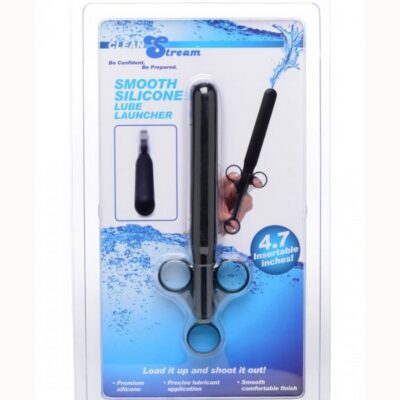 XL black silicone lubricant launcher with finger loops by Xr Clean Stream