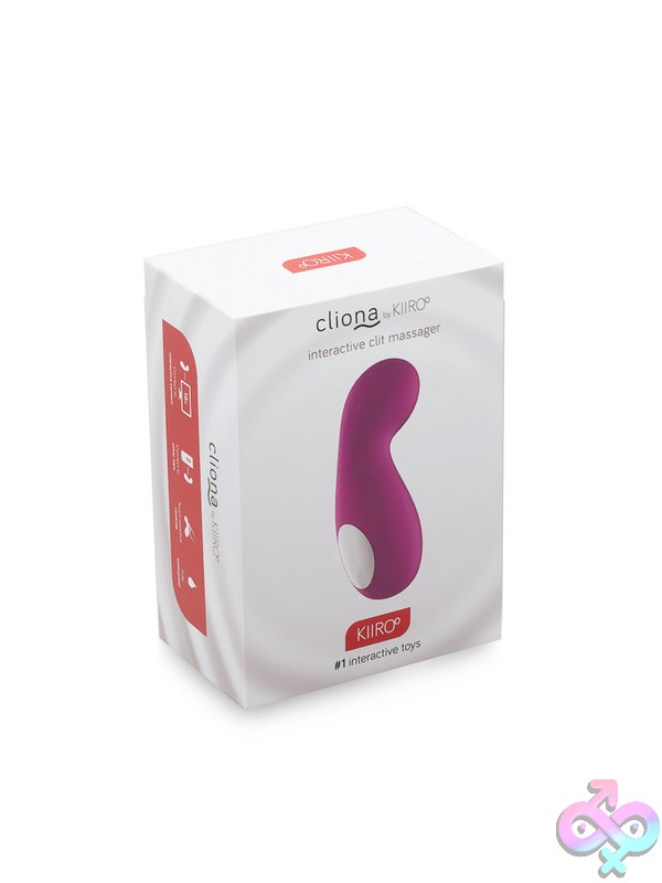 Discreet-Toys-Cliona-Purple-Nu-Ko11005 Purple Silicone App-Controlled Clitoral Massager By Kiiroo Shown Against A Neutral Background