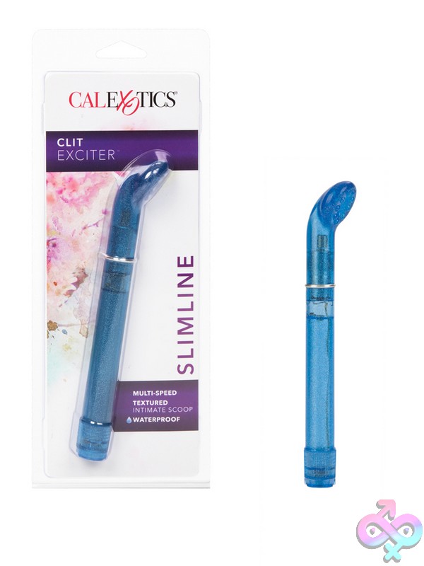 Discreet-Toys-Clit-Exciter-Blue-Nu-Se-0508-32-2 Spoon-Shaped Blue Clitoral Vibrator With Glittered Abs And Rubber-Cote Finish By California Exotic Novelties