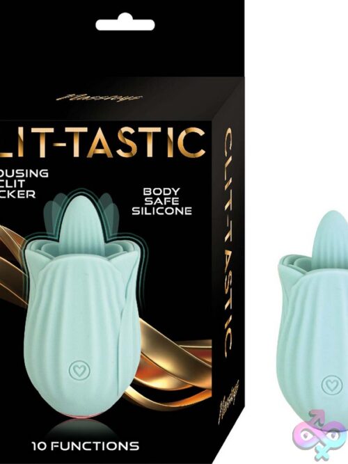 Rose-Shaped Clit Licker Toy In Pink Silicone With Tongue-Shaped Stimulator Tip On Soft Background