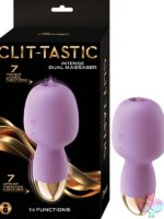 Dual-ended clitoral massager in lavender silicone with flicking tongue and pinpoint vibe by Nasstoys