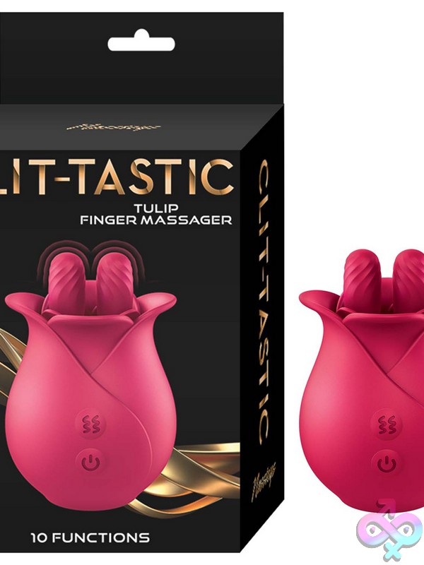 Discreet-Toys-Clit-Tastic-Tulip-Finger-Massager-Red-Nu-Nw3162-1 Clit-Tastic Tulip Finger Massager In Pink And Yellow On A Soft Neutral Background