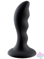 Ridged black vibrating anal plug in body-safe silicone by Cloud 9