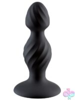 Vibrating swirl-textured anal plug in black silicone by Cloud 9
