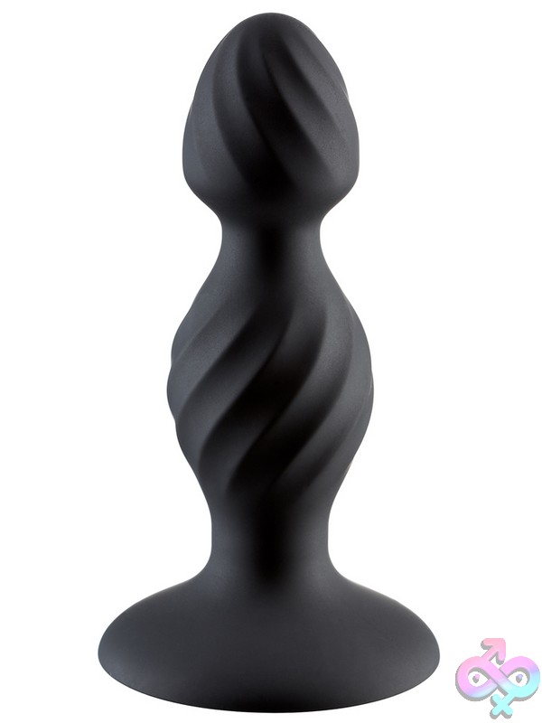 Discreet-Toys-Cloud-9-Anal-Play-Silicone-Swirl-Nu-Wtc315 Vibrating Swirl-Textured Anal Plug In Black Silicone By Cloud 9