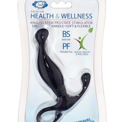 Black angled prostate stimulator with bulbous tip and ergonomic loop handle by Cloud 9