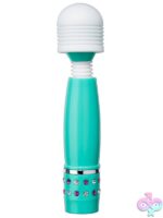 Teal mini flexible wand massager with silicone head and faux-crystal handle by Cloud 9