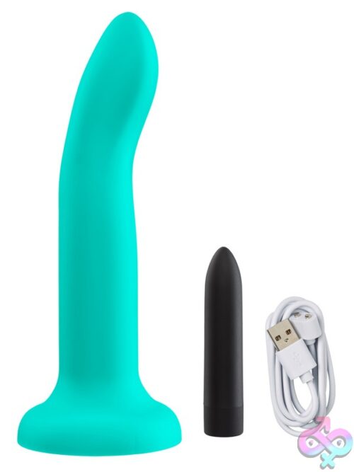 Cloud 9 Pro Sensual Ergo Super Flexi Ii – Teal Silicone Dong With Rechargeable Bullet - Image 2