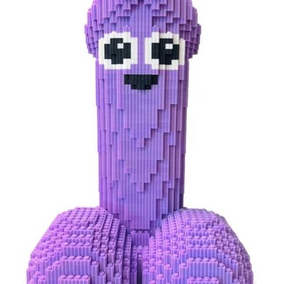 Bachelorette Party Puzzle — Cock Blocks Bricked Up by Little Genie, purple ABS plastic 3265-piece 3D penis puzzle