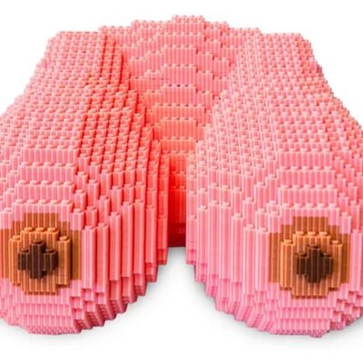 Funny 3D Puzzle Gift Cock Blocks Rack & Stack by Little Genie — pink 3,382-piece sculptural boob puzzle