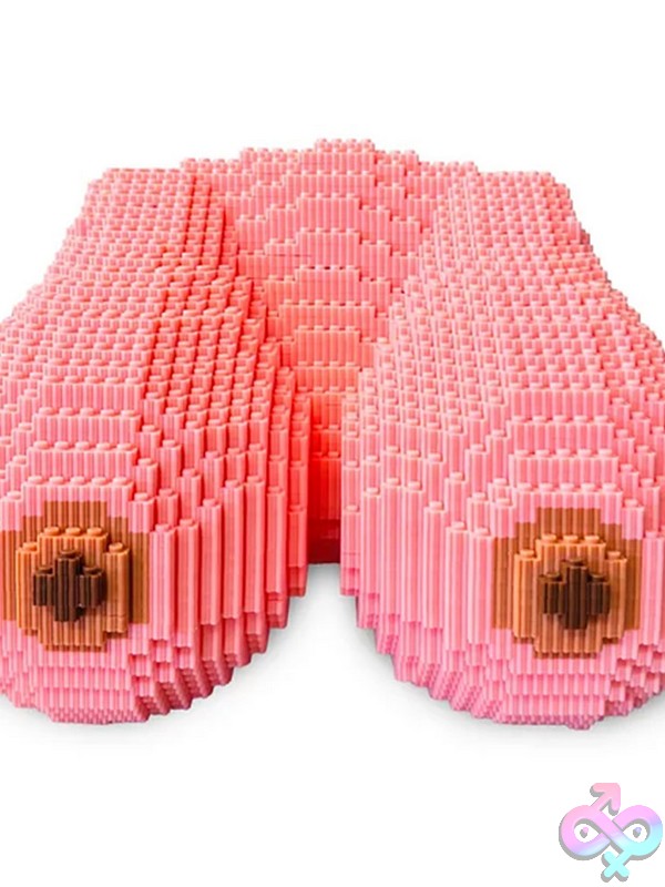Discreet-Toys-Cock-Blocks-Rack-Stack-Nu-Lgcp-1300 Funny 3D Puzzle Gift Cock Blocks Rack &Amp; Stack By Little Genie — Pink 3,382-Piece Sculptural Boob Puzzle