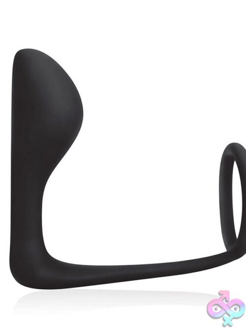 Cock Ring With P-Spot Plug – Black - Image 2