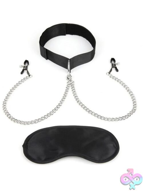 Collar &Amp; Nipple Clamps With Blindfold - Image 2