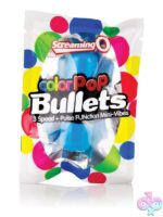 Smooth blue bullet vibrator with rounded tip by Screaming O