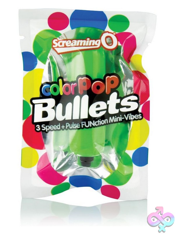 Discreet-Toys-Colorpop-Bullets-Green-1Ct-Nu-So-Cpbul-Gn-E Compact Green Bullet Vibrator With Smooth Rounded Tip By Screaming O