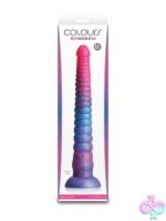 Colours Stacked 12 inch tri-color satin silicone dildo in pink and blue by Ns Novelties