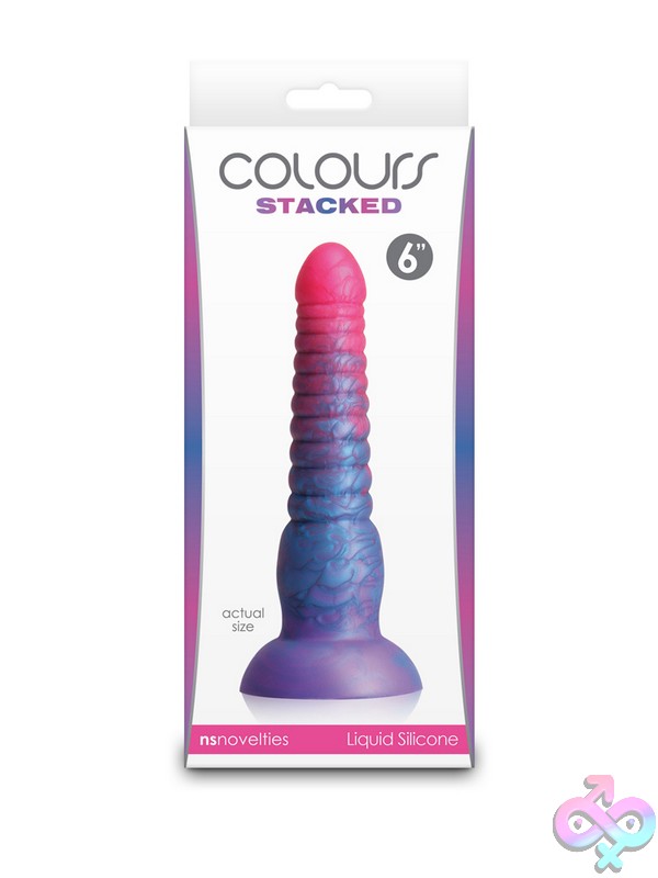 Discreet-Toys-Colours-Stacked-6-Dildo-Pink-Blue-Nu-Nsn-0412-02 Tri-Colored Purple Satin-Finish Liquid Silicone Dildo By Ns Novelties