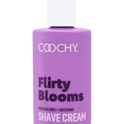 Flirty Blooms Shave Cream 8 oz by Classic Brands — purple bottle on bathroom shelf