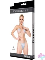 Silver cross-shaped pasties and adjustable G-string lingerie set by Coquette Lingerie
