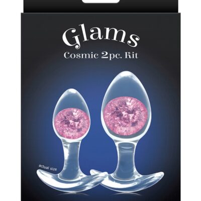 Cosmic Glams 2-piece pink silicone and glass anal trainer kit by Ns Novelties