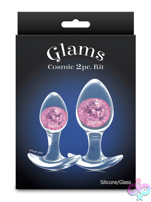 Discreet-Toys-Cosmic-Glams-2Pc-Kit-Pink-Nu-Nsn-0515-04 Cosmic Glams 2-Piece Pink Silicone And Glass Anal Trainer Kit By Ns Novelties
