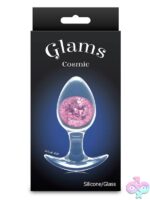 Cosmic Glams medium anal plug clear silicone with sparkling internal glass marble by Ns Novelties
