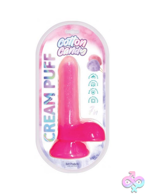 Discreet-Toys-Cotton-Candy-Cream-Puff-7-Silicone-Dildo-Pink-Nu-Hp-3514 Curved 7-Inch Pink Silicone Dildo With Suction Cup Base By Hott Products