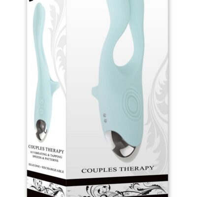 Flexible dual antenna clit stimulator in blue with finger loop by Evolved Novelties