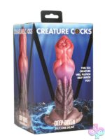 Deep Diver Aqua Phoenix ribbed purple and jade green silicone dildo with suction cup base by Xr - Creature Cocks