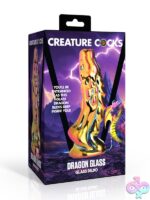 Iridescent yellow-pink and blue borosilicate glass dragon dildo by Xr - Creature Cocks