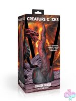 Textured red Dragon Tongue fantasy silicone dildo with suction-cup base by Xr Creature Cocks