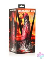 Large textured fantasy silicone dildo in black and purple with suction-cup base by Creature Cocks