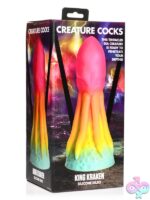Rainbow multi-color King Kraken textured silicone dildo with suction cup base by Xr Creature Cocks
