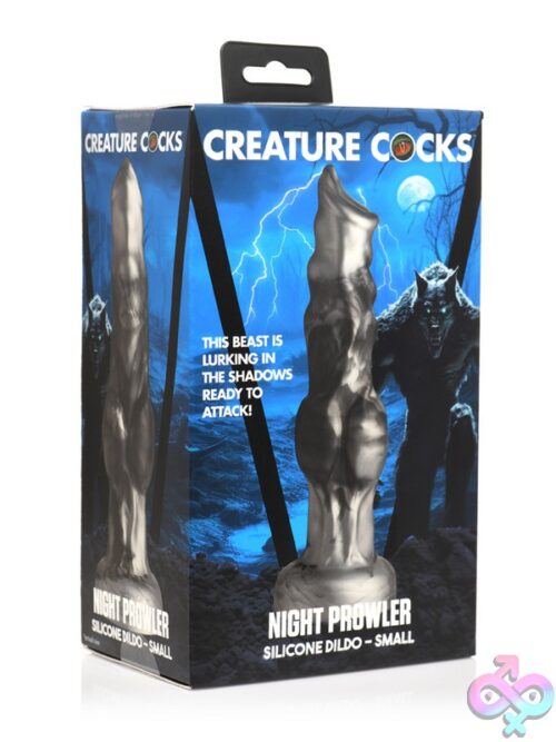 Creature Cocks Night Prowler Iridescent Silver Fantasy Silicone Dildo With Knots And Suction Cup Base
