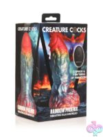 Iridescent multi-color rainbow phoenix vibrating dildo with suction cup base by Xr - Creature Cocks